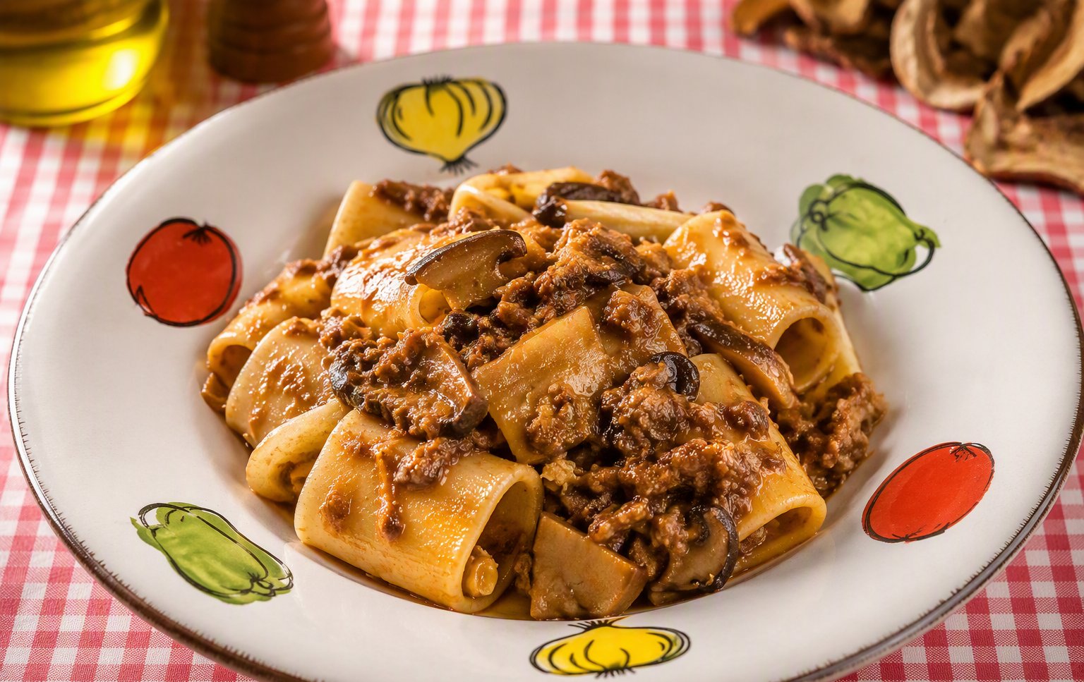 Paccheri con ragù di salsiccia e porcini secchi